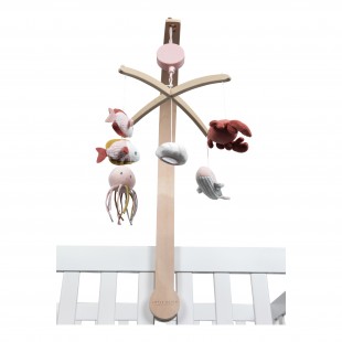 Carusel muzical patut bebe din lemn - Ocean Pink - Little Dutch